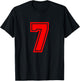 Number #7 Red Varsity Favorite Number T-Shirt - T-Shirt | Black