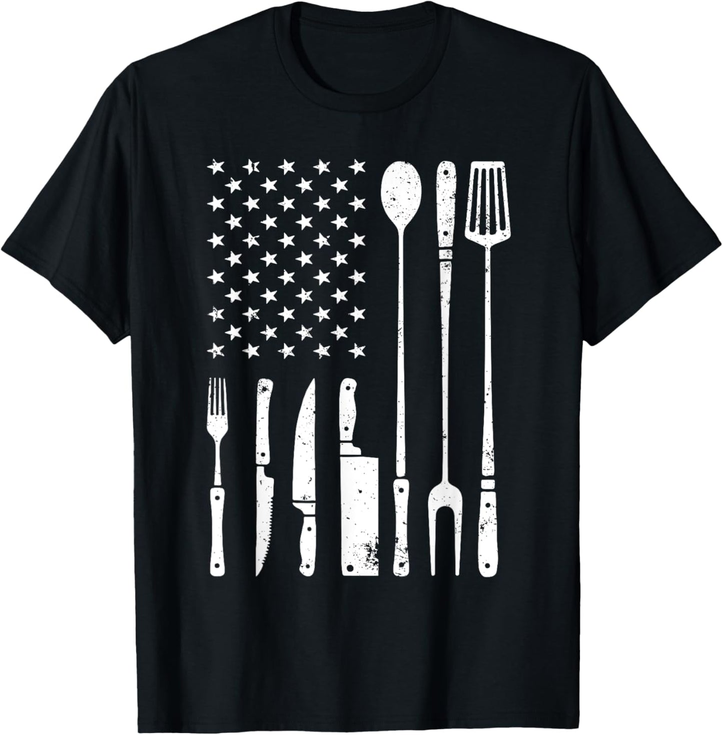 Cool Grilling Women US Flag BBQ Barbeque Smoker T-Shirt - T-Shirt | Black