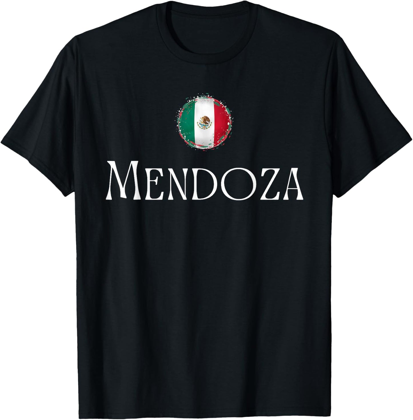 Mendoza Surname Mexican Hispanic Heritage Family Name Flag T-Shirt - T-Shirt | Black