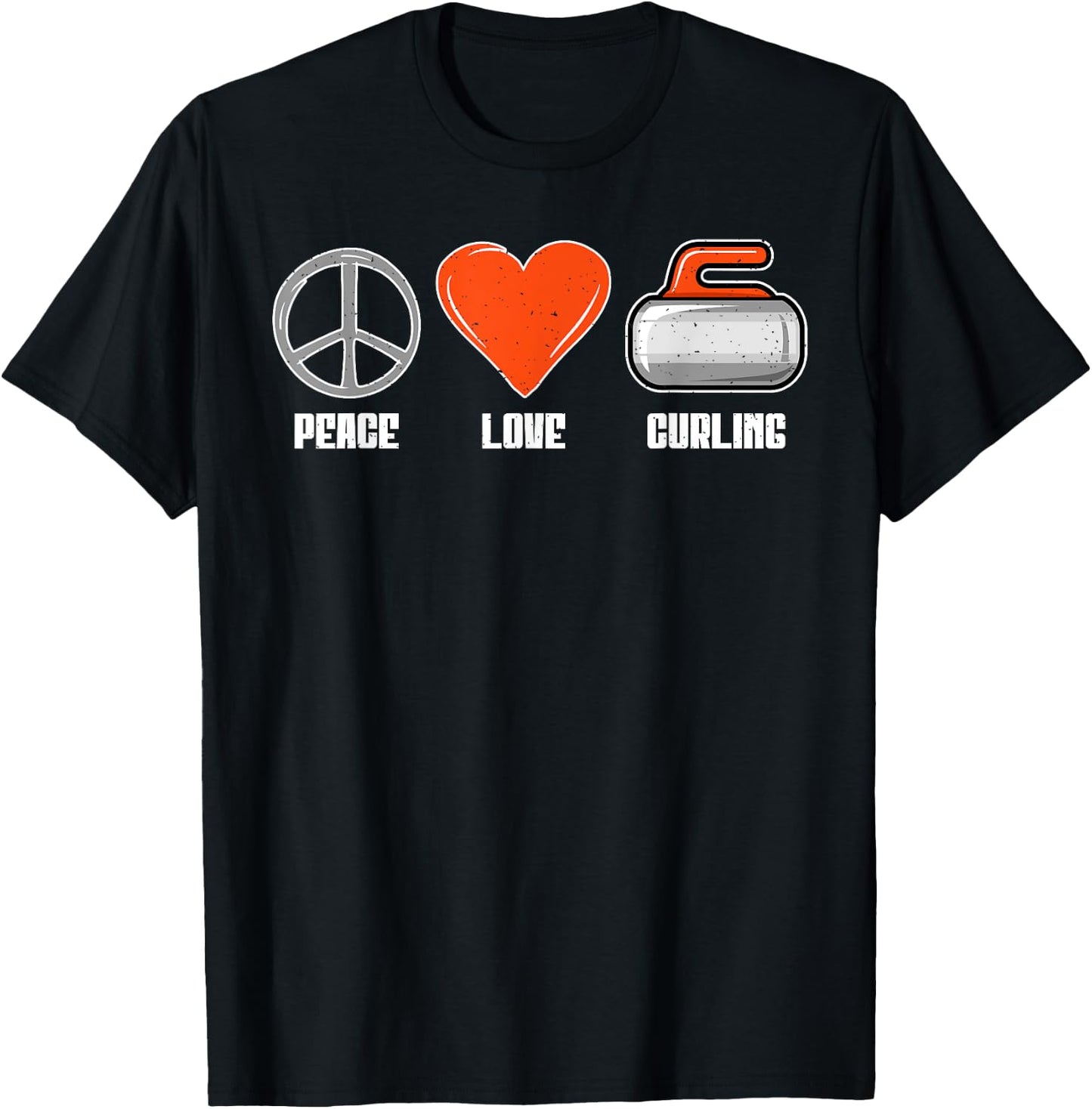 Peace Love Curling T-Shirt - T-Shirt | Black