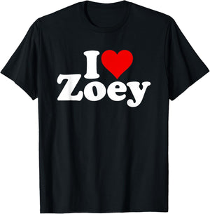 I Love Heart Zoey Zoe T-Shirt - T-Shirt | Black