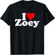 I Love Heart Zoey Zoe T-Shirt - T-Shirt | Black
