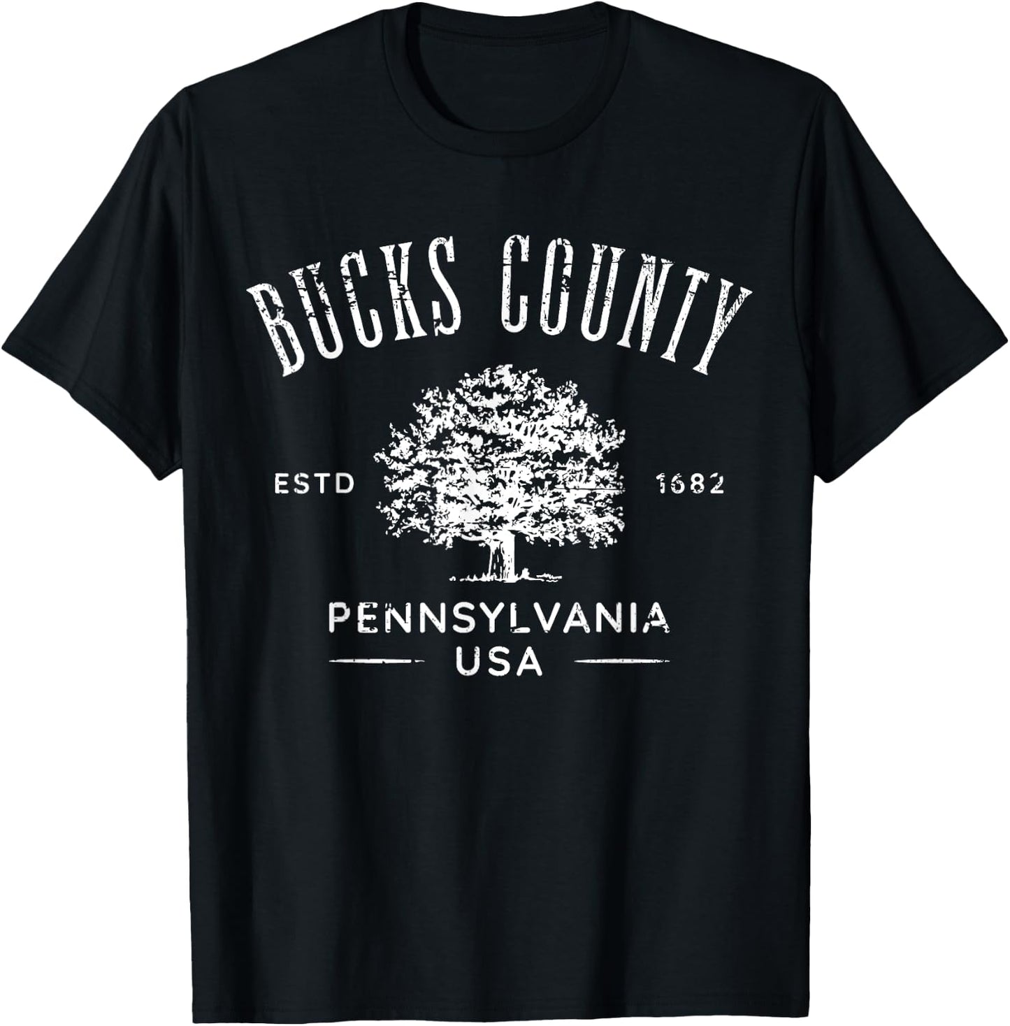 Bucks County PA Vintage Distressed Design Souvenir T-Shirt - T-Shirt | Black