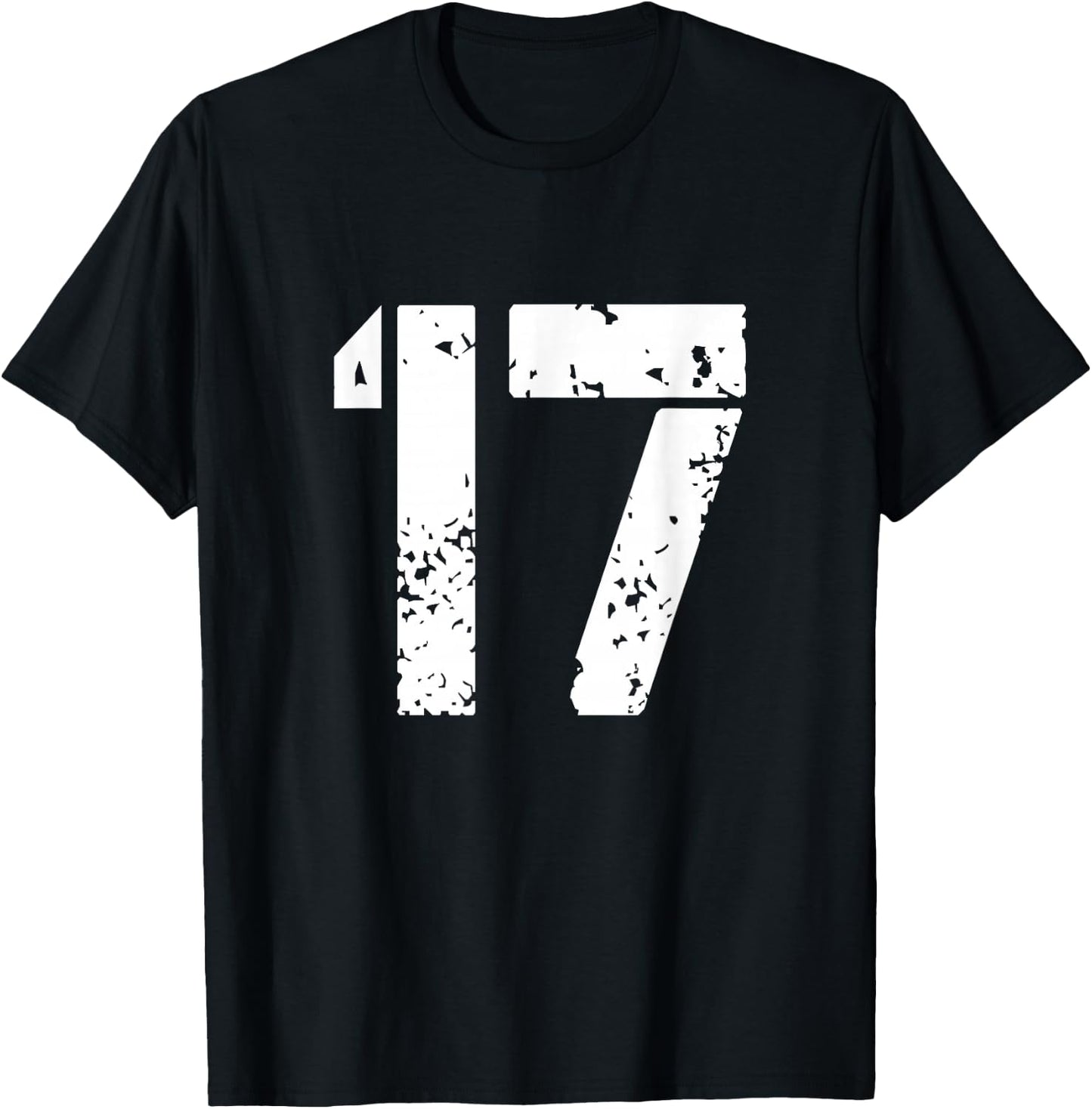 Number 17 Team 17th Birthday Seventeen Years Old Graphic T-Shirt - T-Shirt | Black