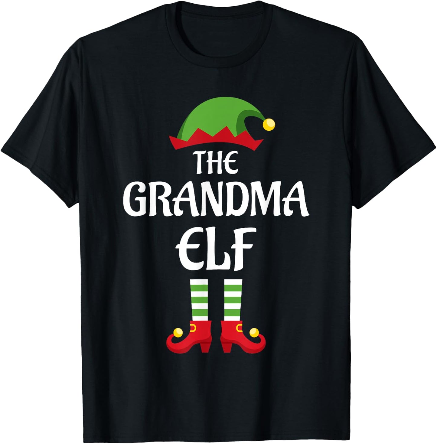 Grandma Elf Family Matching Group Christmas T-Shirt - T-Shirt | Black