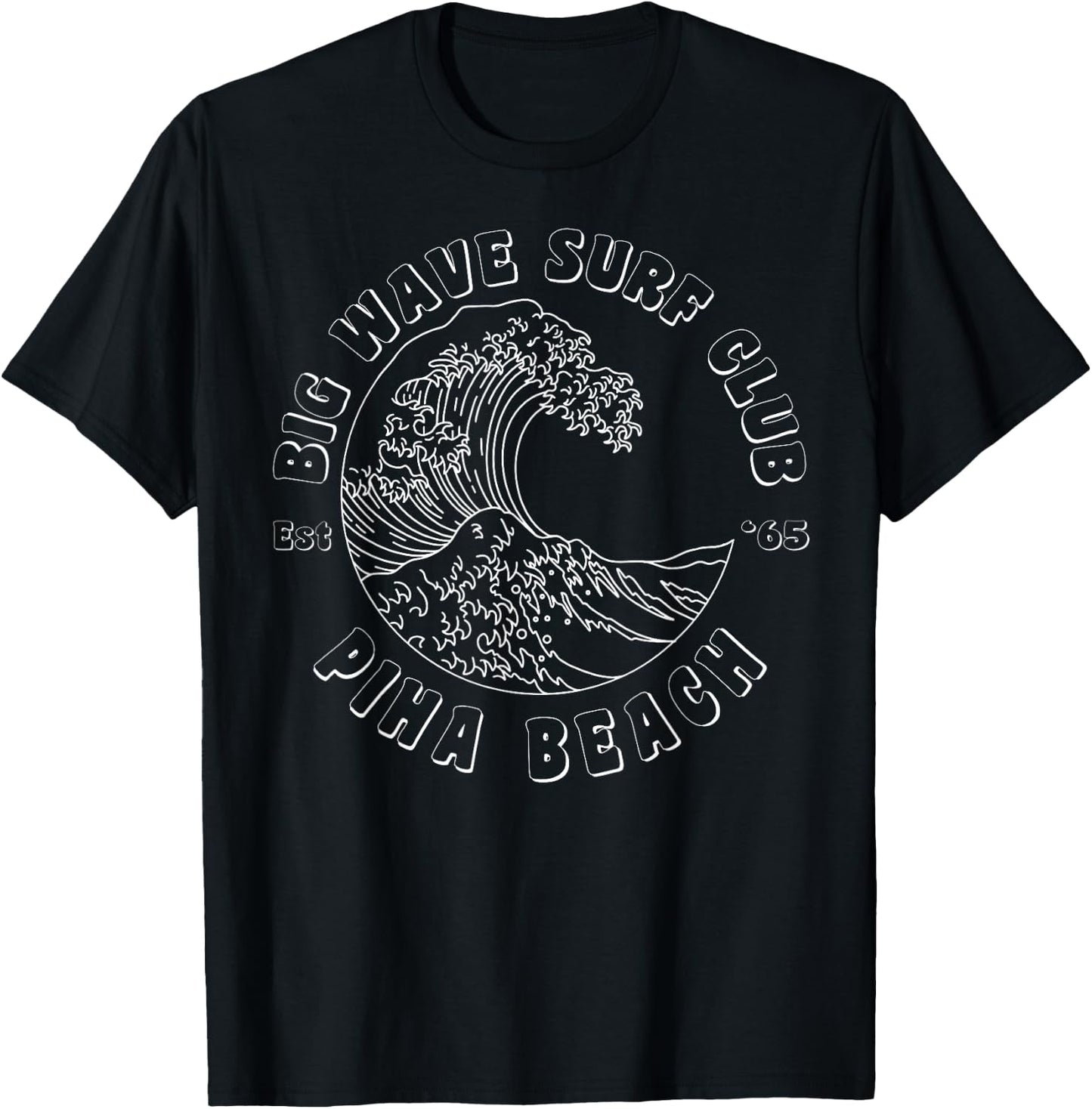 Piha Beach, Big Wave Surf Club, classic surfing beach T-Shirt - T-Shirt | Black