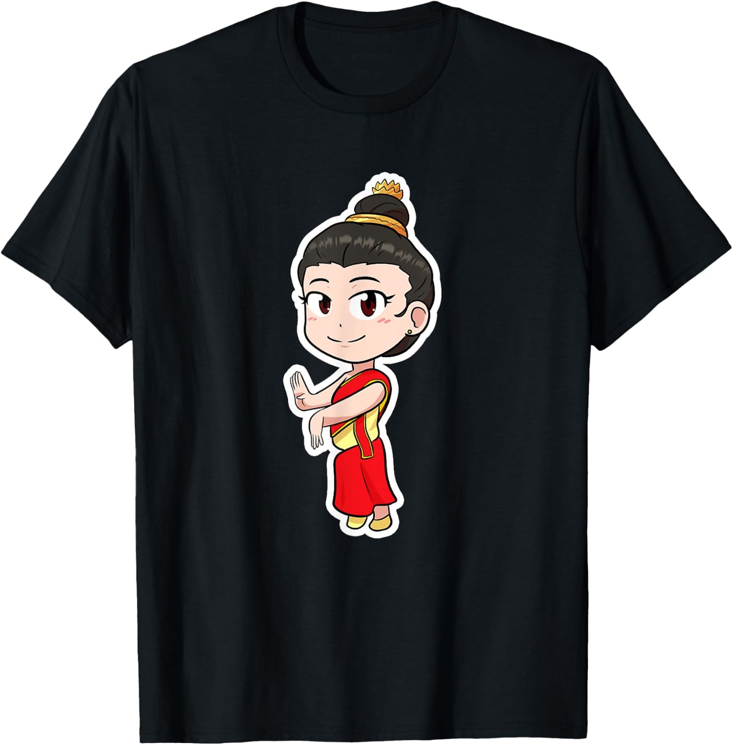 Laos Lao Laotian Proud Flag Traditional Dress Lao Sinh Girl T-Shirt - T-Shirt | Black
