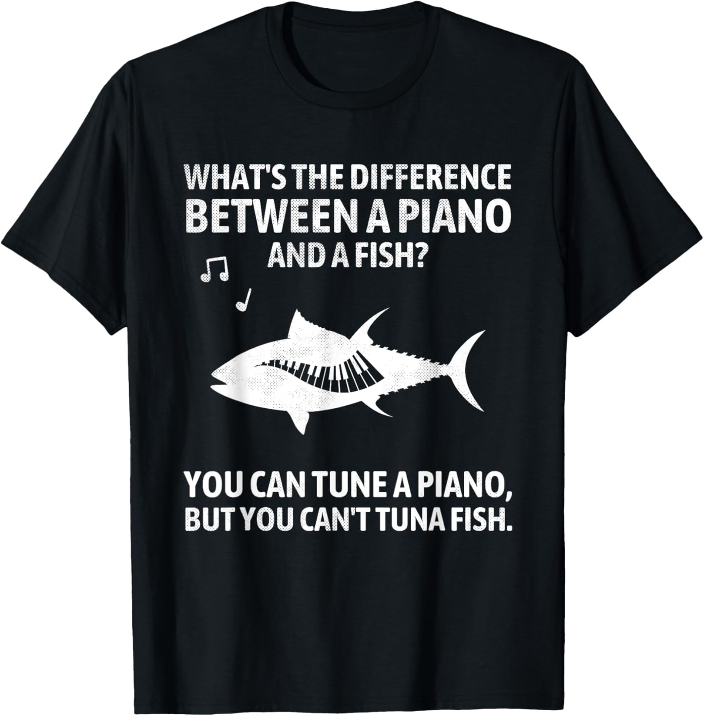 Funny Piano Tuna Fish Music Sarcastic Joke T-Shirt - T-Shirt | Black