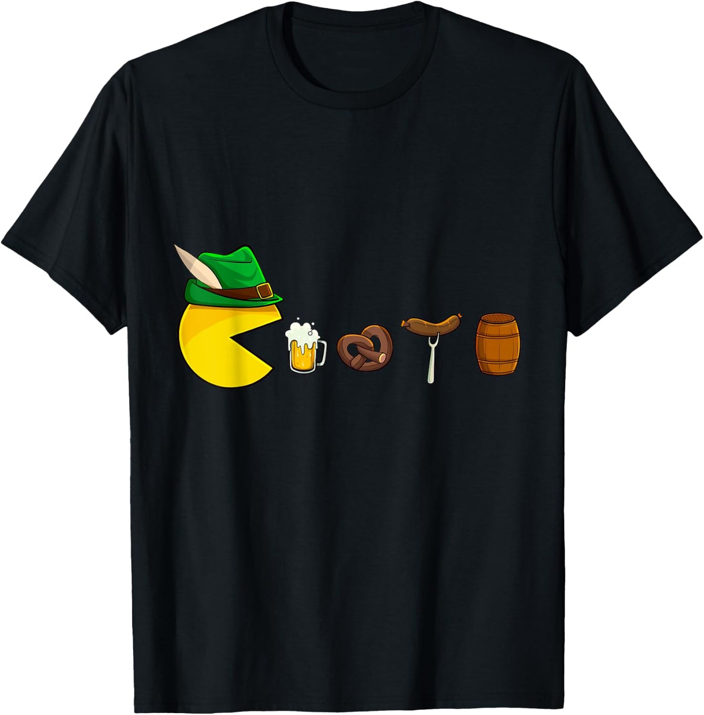 Oktoberfest Video Game Lederhosen Beer Pretzel Funny Prost T-Shirt - T-Shirt | Black