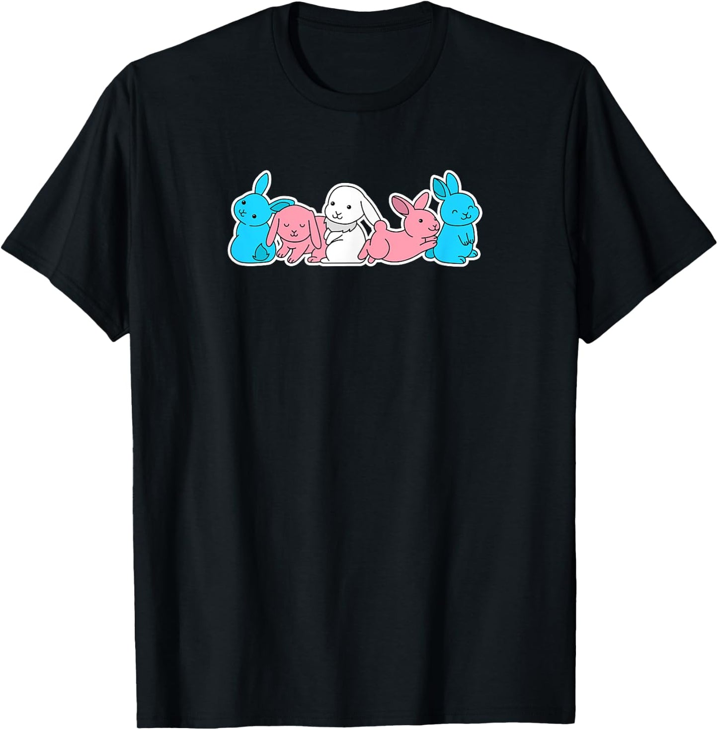 Trans Flag Bunny Design for proud Trans People T-Shirt - T-Shirt | Black