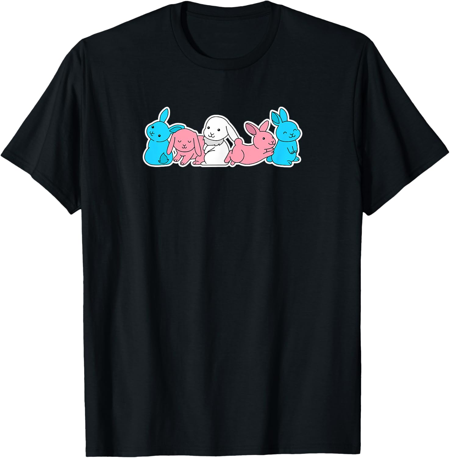 Trans Flag Bunny Design for proud Trans People T-Shirt - T-Shirt | Black