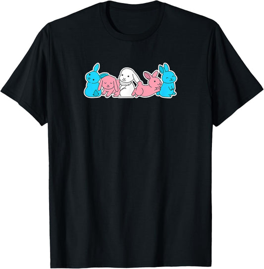 Trans Flag Bunny Design for proud Trans People T-Shirt - T-Shirt | Black