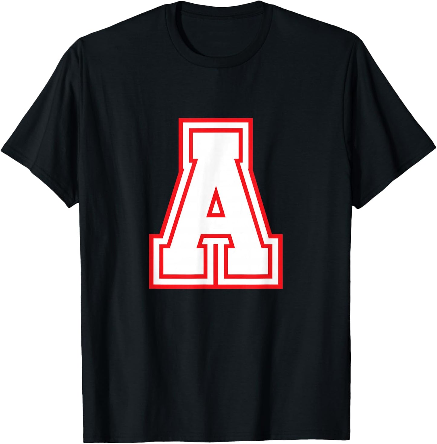 Letter A Red Monogram Initial T-Shirt - T-Shirt | Black