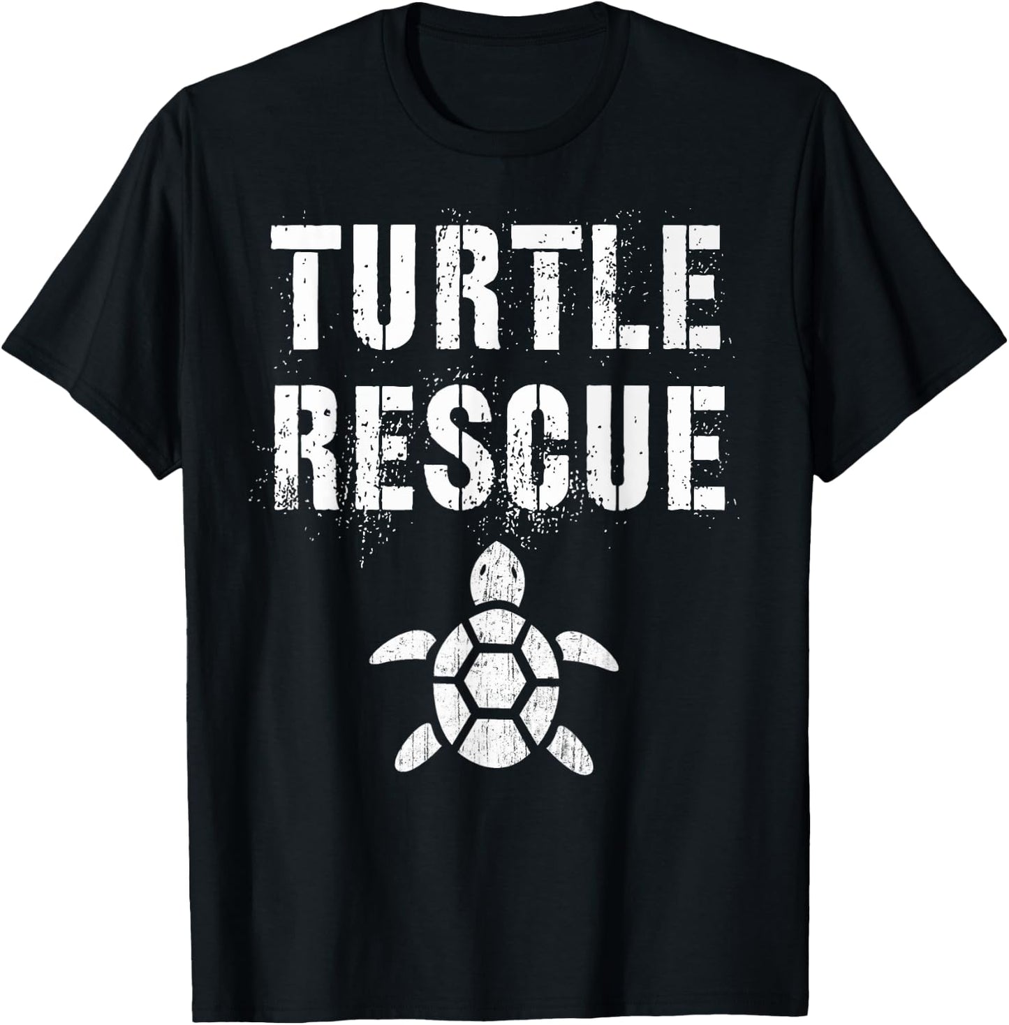 Vintage TURTLE RESCUE Squad Conservationist Green Earth Day T-Shirt - T-Shirt | Black