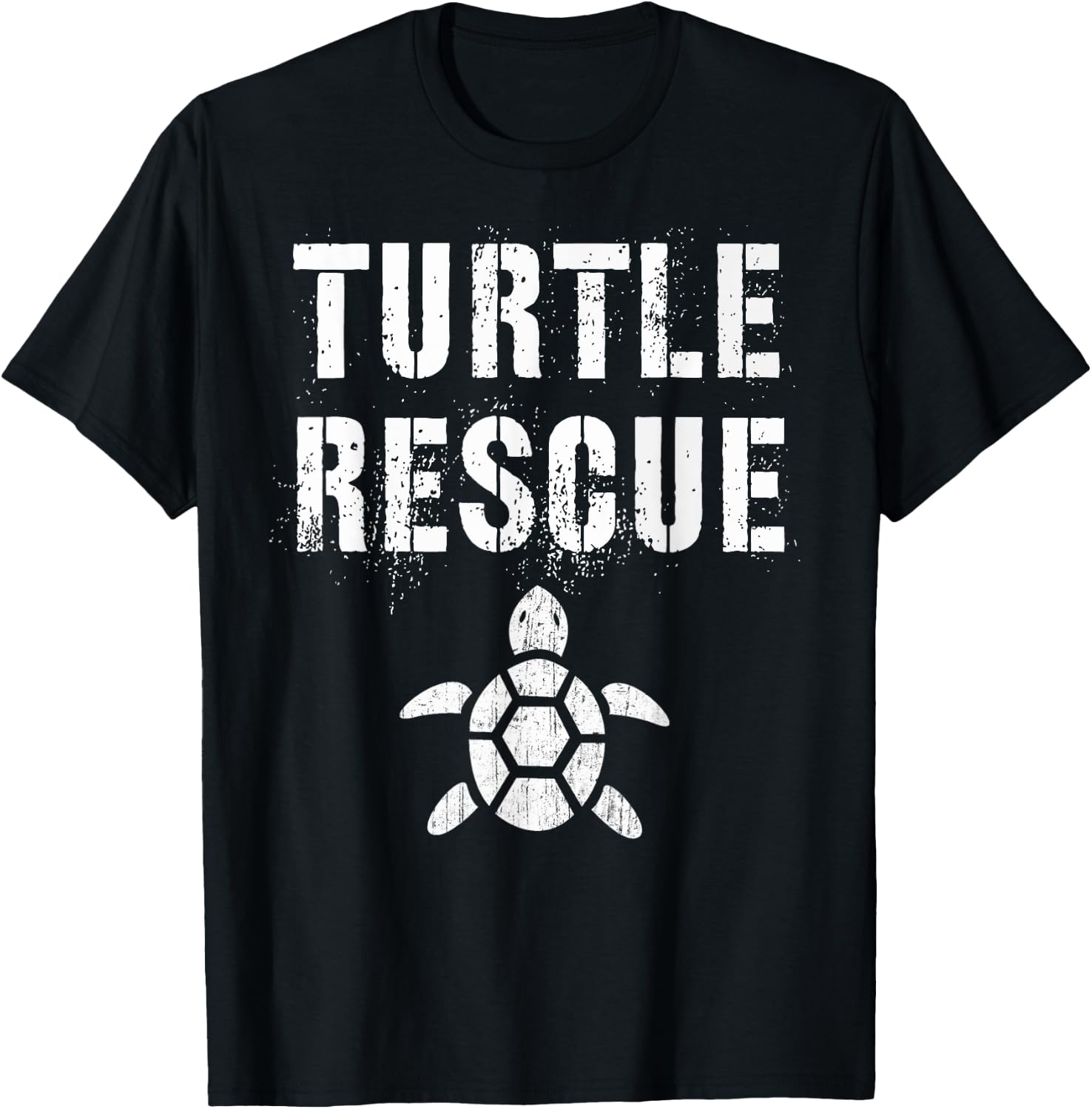Vintage TURTLE RESCUE Squad Conservationist Green Earth Day T-Shirt - T-Shirt | Black