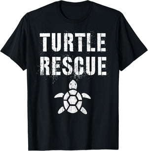Vintage TURTLE RESCUE Squad Conservationist Green Earth Day T-Shirt - T-Shirt | Black