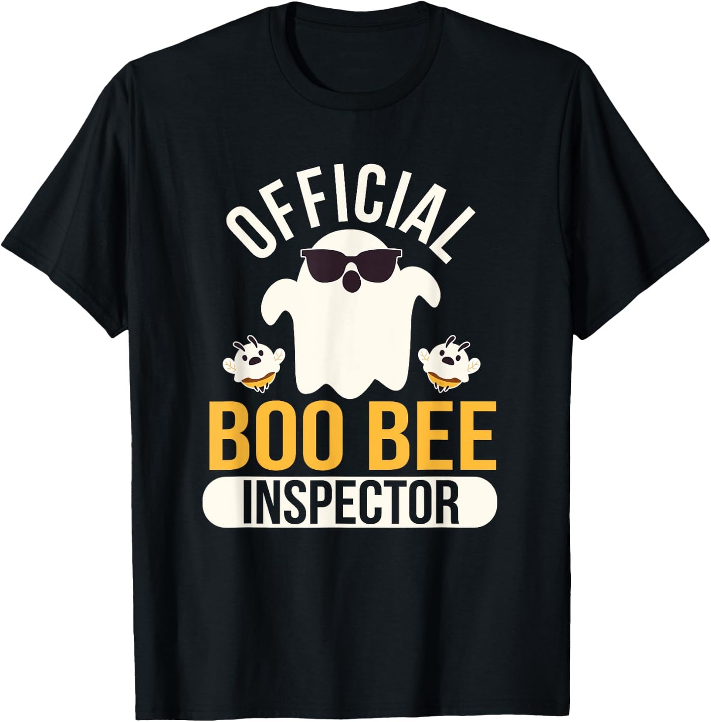 Official Boo Bee Inspector Halloween Humor Funny Ghost T-Shirt - T-Shirt | Black