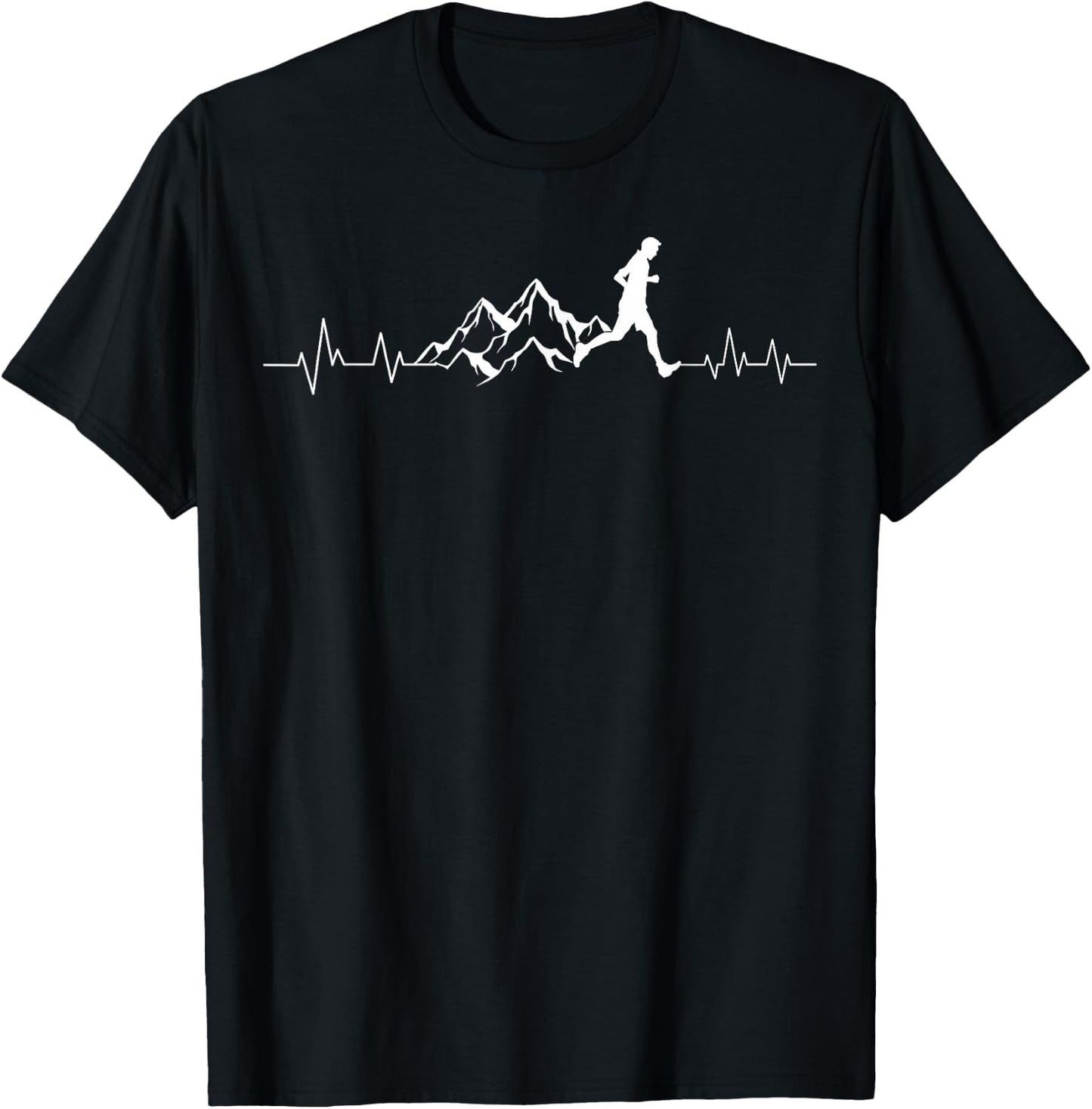 Trail Running Heartbeat Ultra Runner Mountain Sport Activity T-Shirt - T-Shirt | Black