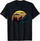 Retro Wolf Mountains Moon | Forest Nature | Wildlife T-Shirt - T-Shirt | Black