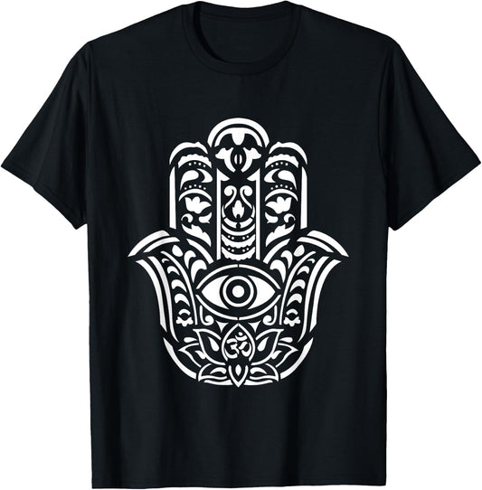 Yoga Spiritual Protection Hamsa Hand T-Shirt - T-Shirt | Black