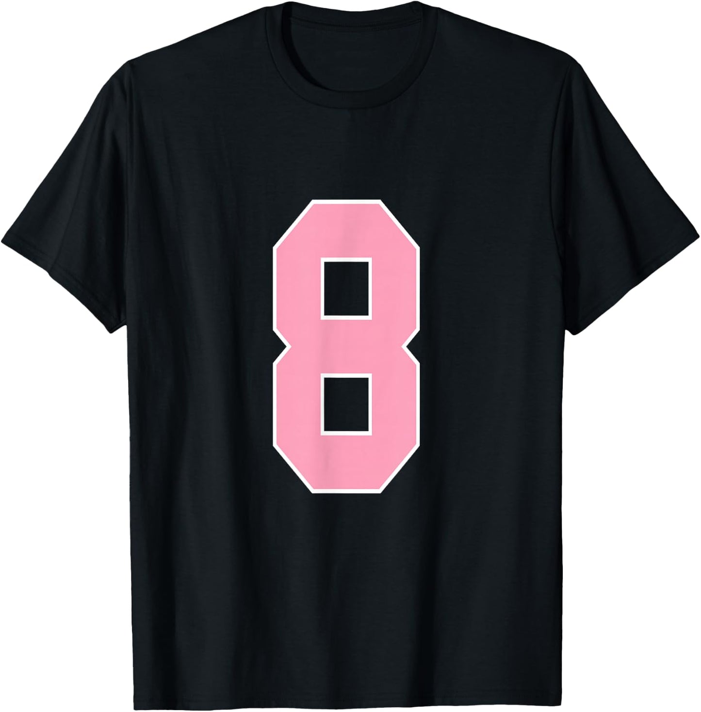 Number 8 Shirt Pink Football Basketball Breast Cancer Aware T-Shirt - T-Shirt | Black