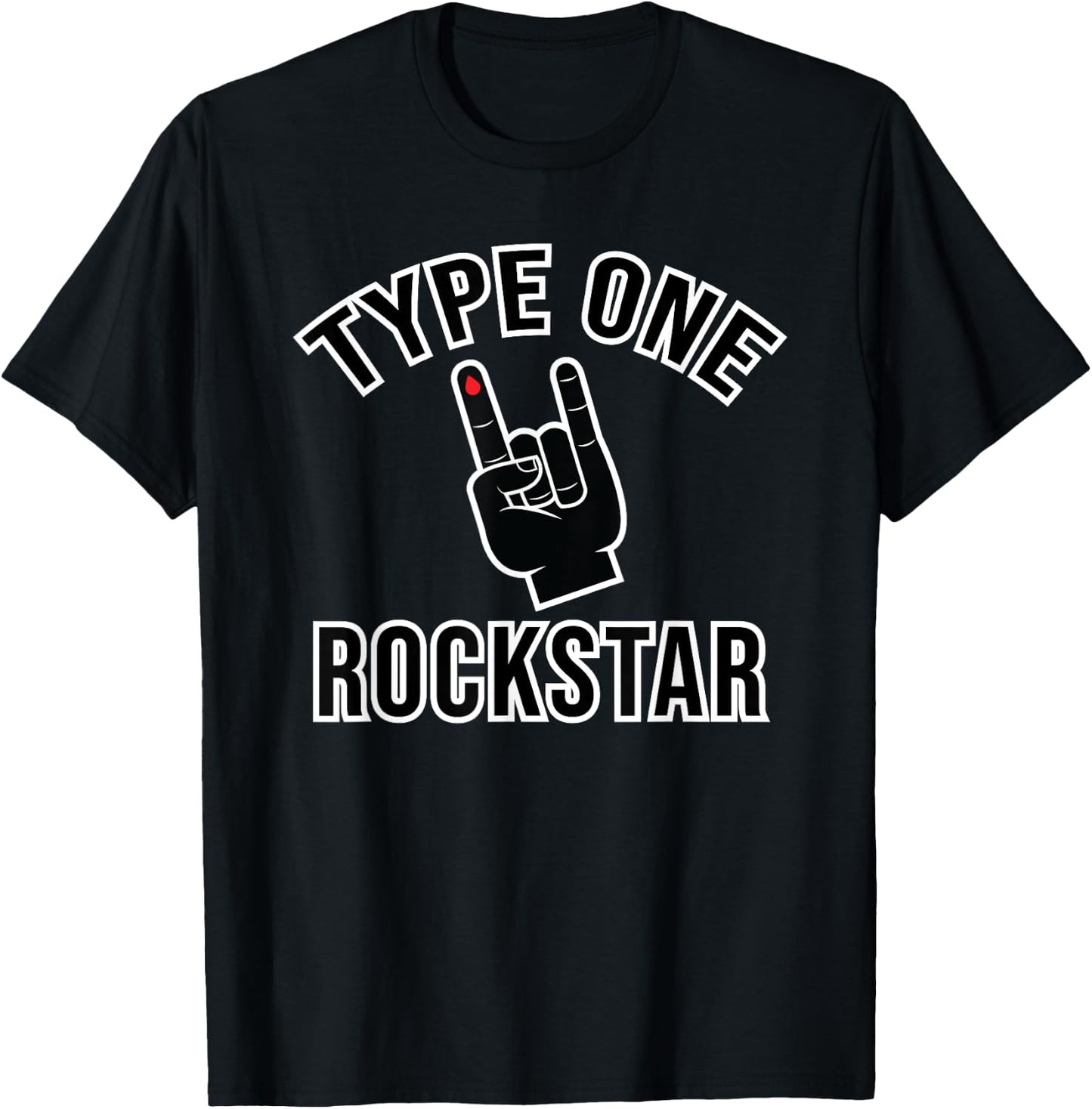 Type 1 Diabetes T1D Rockstar Funny Awareness Diversary T-Shirt - T-Shirt | Black