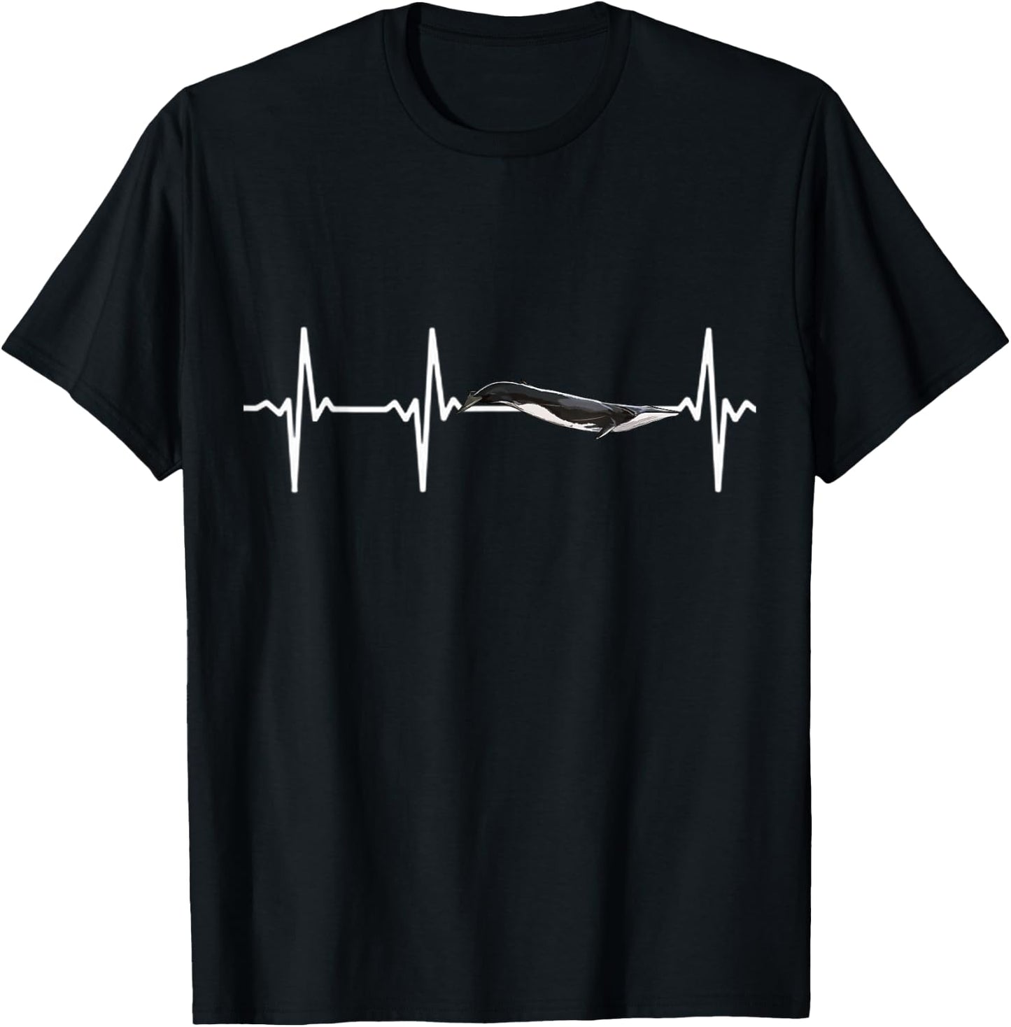 Fin Whale Heartbeat Whale Lovers T-Shirt - T-Shirt | Black