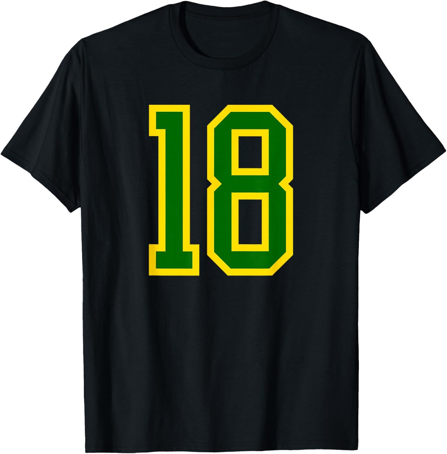 Green Yellow Sport Number #18 T-Shirt - T-Shirt | Black