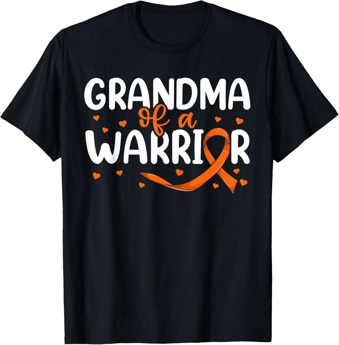 Orange Ribbon Leukemia Grandkids Shirt, Grandma Of A Warrior T-Shirt - T-Shirt | Black