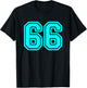 Jersey #66 Cyan Sports Team Jersey Number 66 T-Shirt - T-Shirt | Black