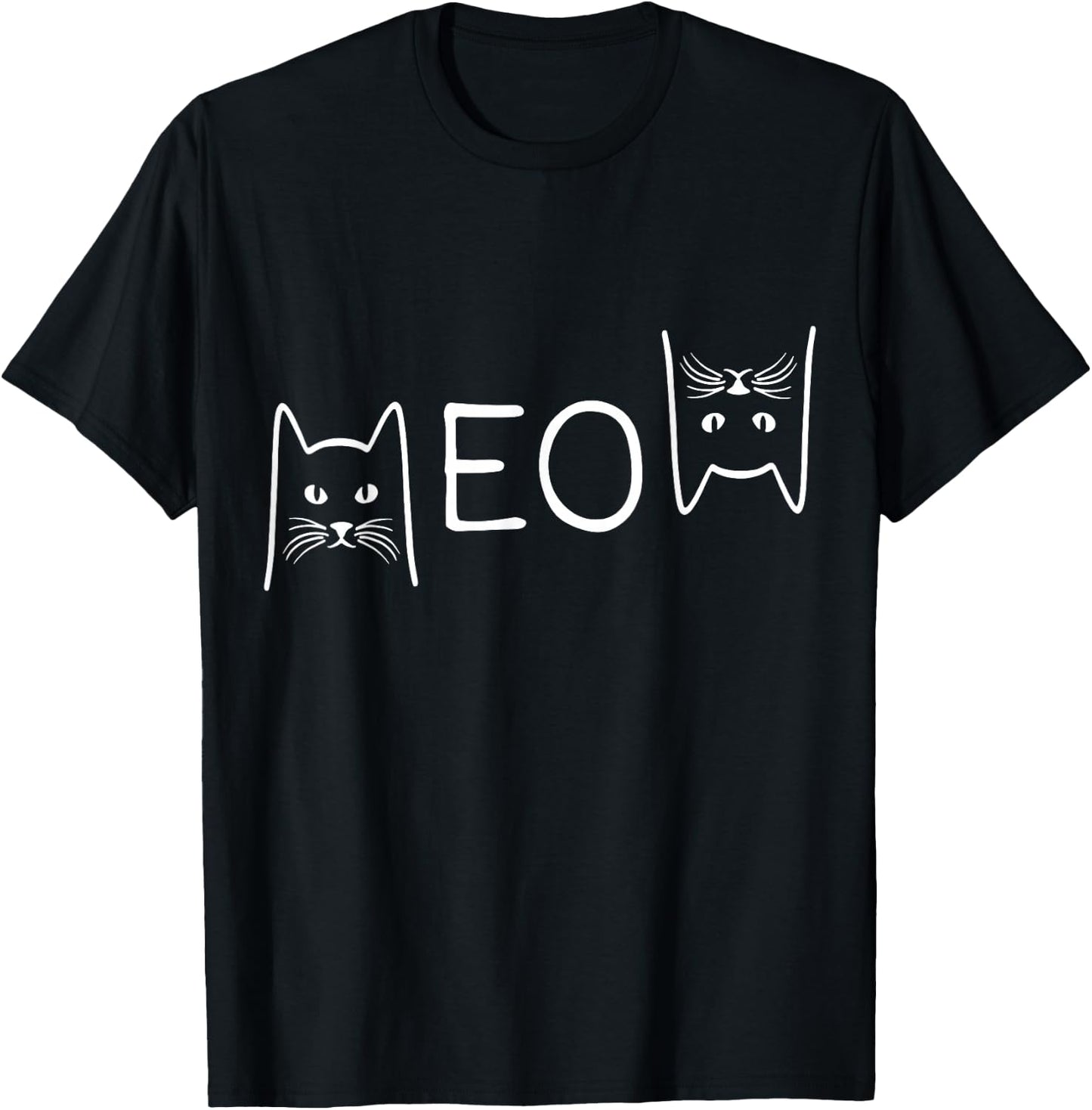 Meow Cat Shirt Meow Kitty Funny Cats Mom and Cat Dad T-Shirt - T-Shirt | Black