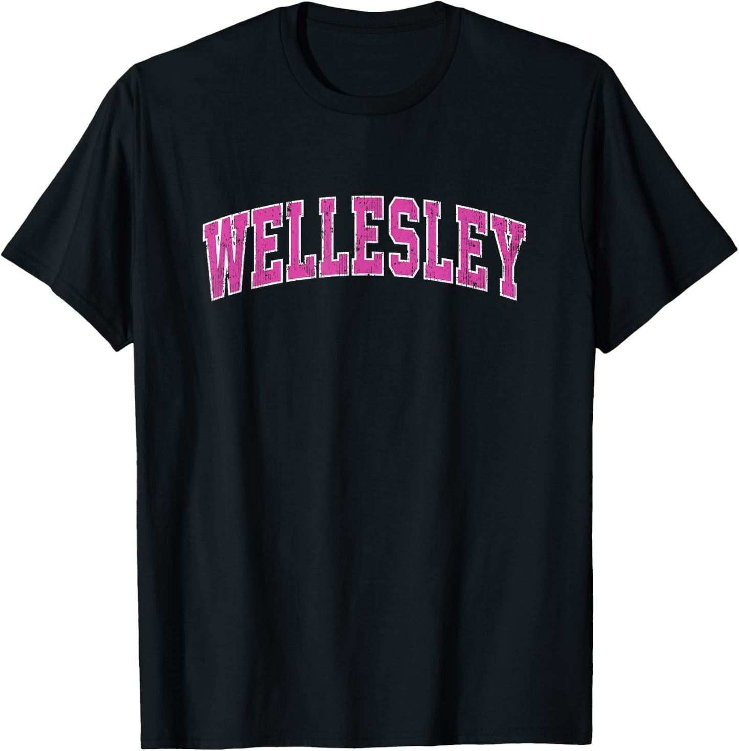 Wellesley Massachusetts MA Vintage Sports Design Pink Design T-Shirt - T-Shirt | Black