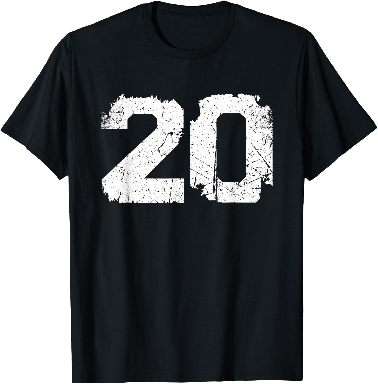 Number #20 Sport Vintage White Varsity Number T-Shirt - T-Shirt | Black