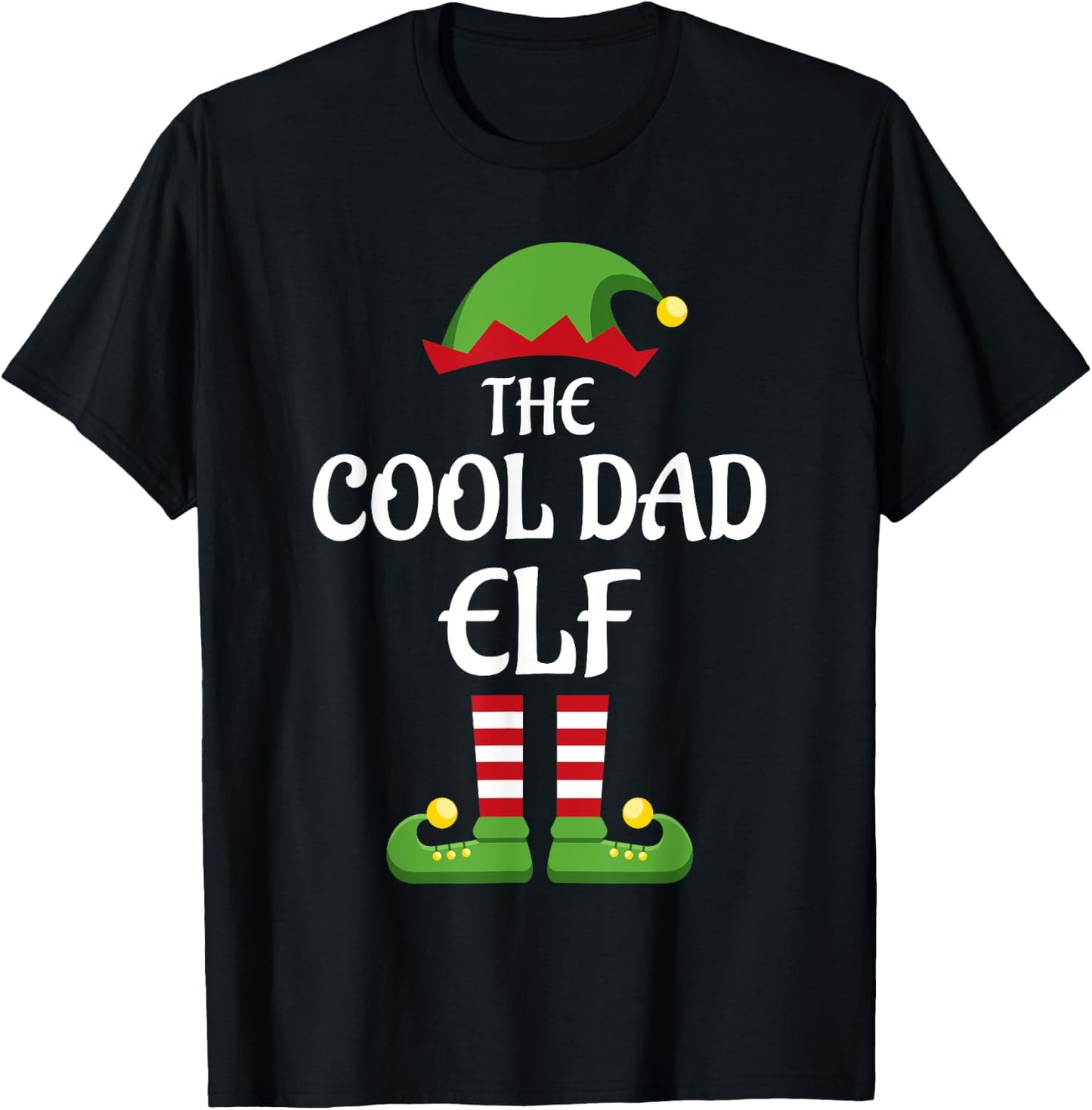 Cool Dad Elf Family Matching Group Christmas T-Shirt - T-Shirt | Black