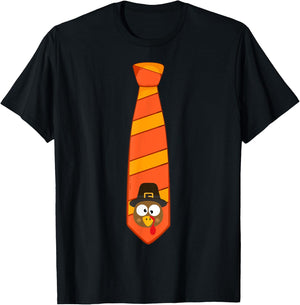 Funny thanksgiving tie with turkey for family dinner T-Shirt - T-Shirt | Black