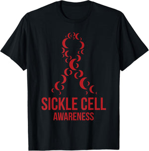 I Wear Burgundy Ribbon Sickle Cell Awareness September T-Shirt - T-Shirt | Black