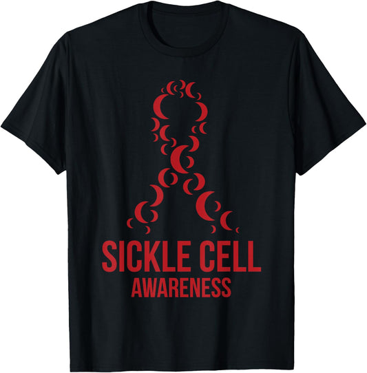 I Wear Burgundy Ribbon Sickle Cell Awareness September T-Shirt - T-Shirt | Black