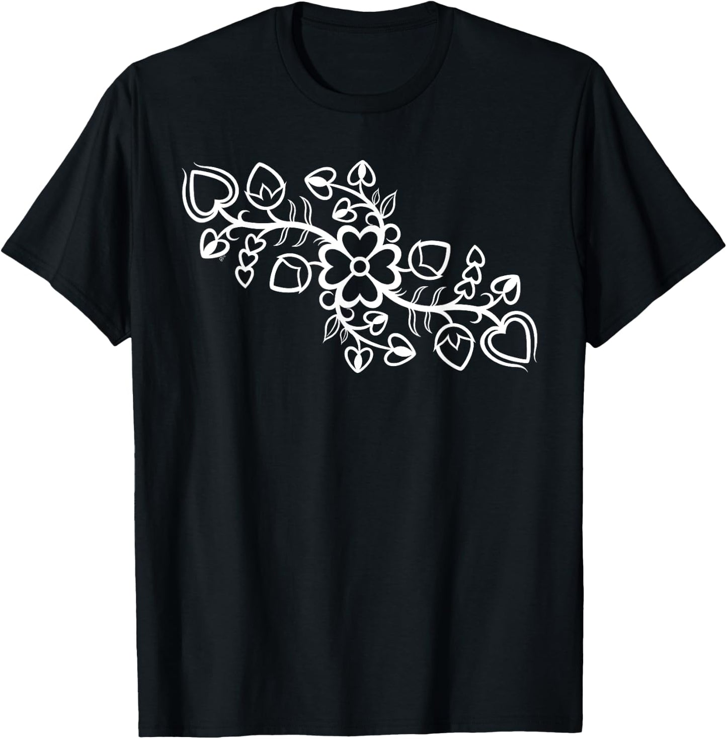 Anishinaabe Ojibwe Floral Native American Outline T-Shirt - T-Shirt | Black