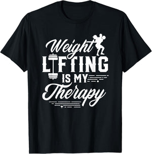 Weightlifting Is My Therapy Weightlift Deadlift Weightlifter T-Shirt - T-Shirt | Black
