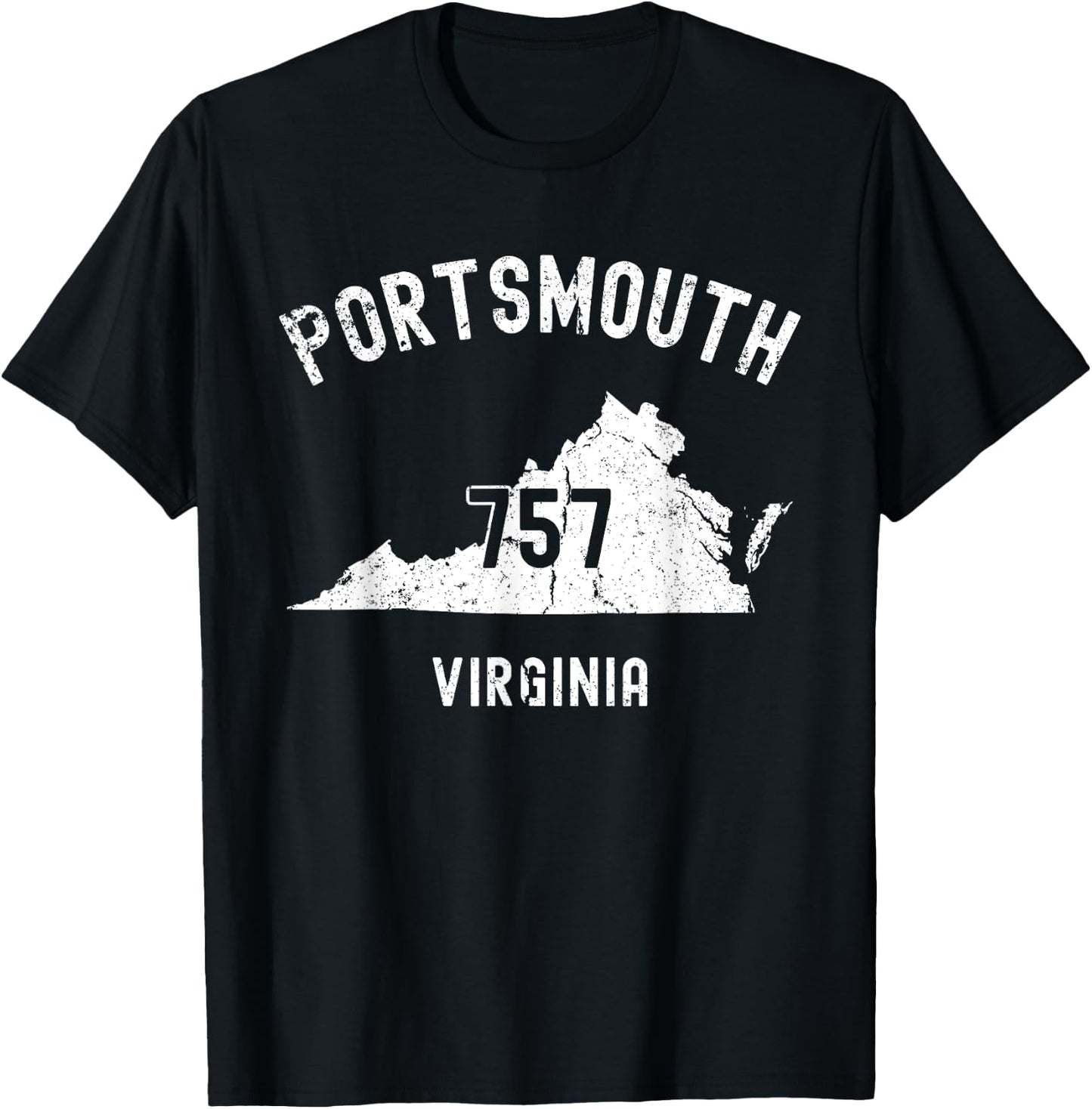 Portsmouth Virginia VA 757 Vintage Athletic Style T-Shirt - T-Shirt | Black