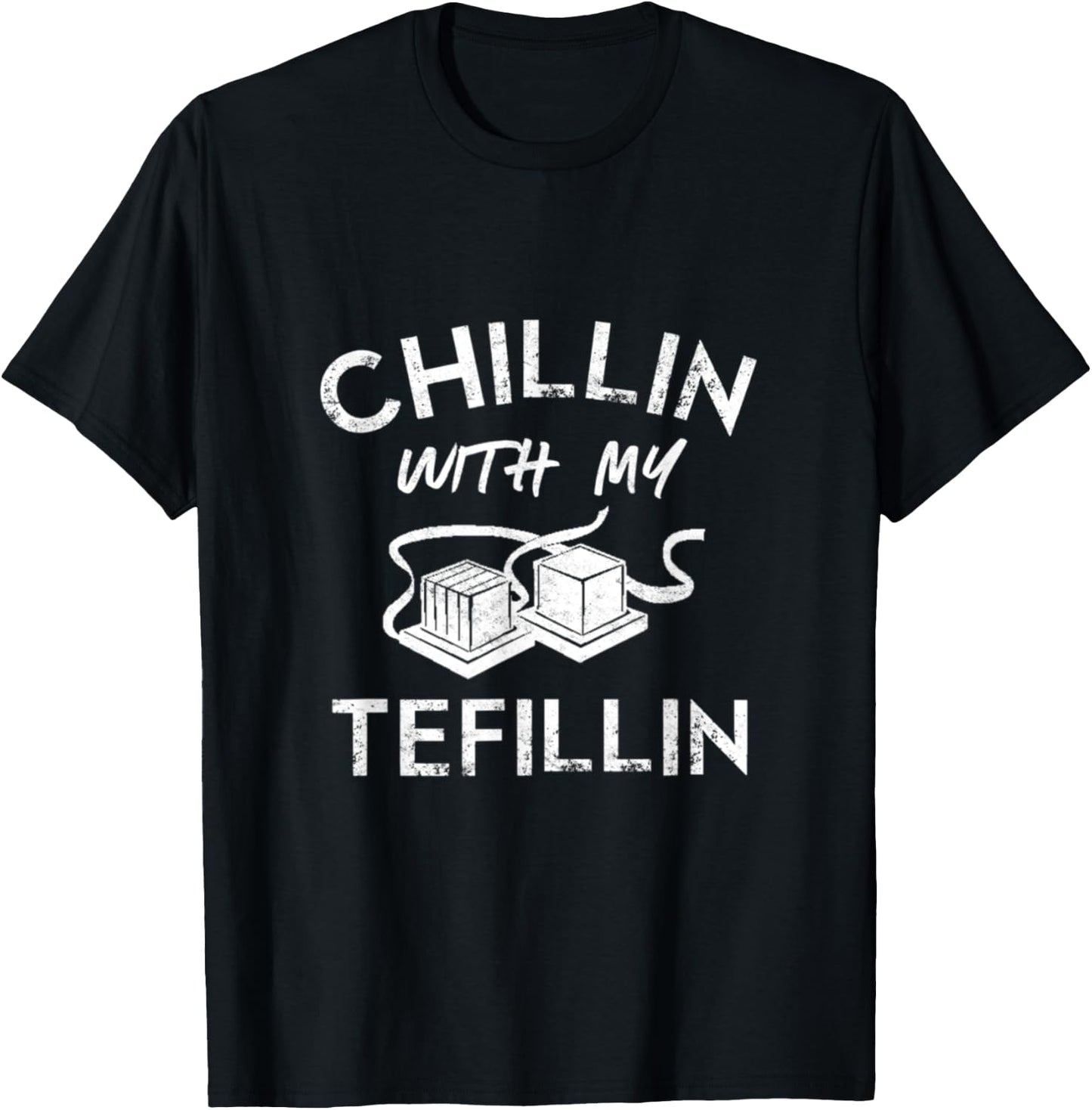 Chillin With My Tefillin Jewish Bar Mitzvah 13th Birthday T-Shirt - T-Shirt | Black