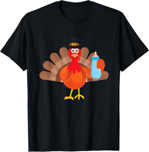 OB Nurse Delivery Labor Thanksgiving Turkey Thankful Cute T-Shirt - T-Shirt | Black