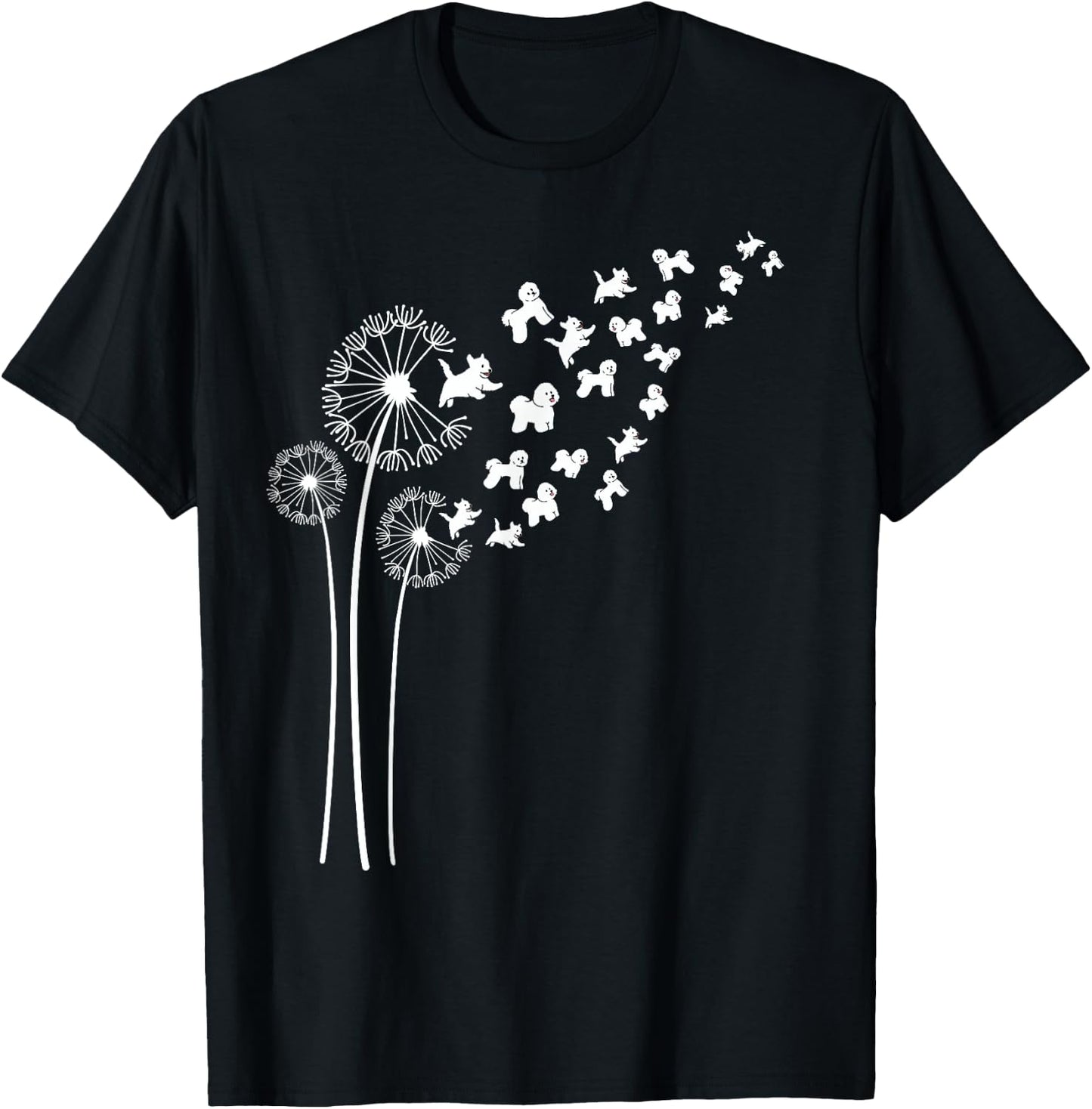Bichon Frise Dandelion Flower For Dandelions and Dog Lover Women T-Shirt - T-Shirt | Black