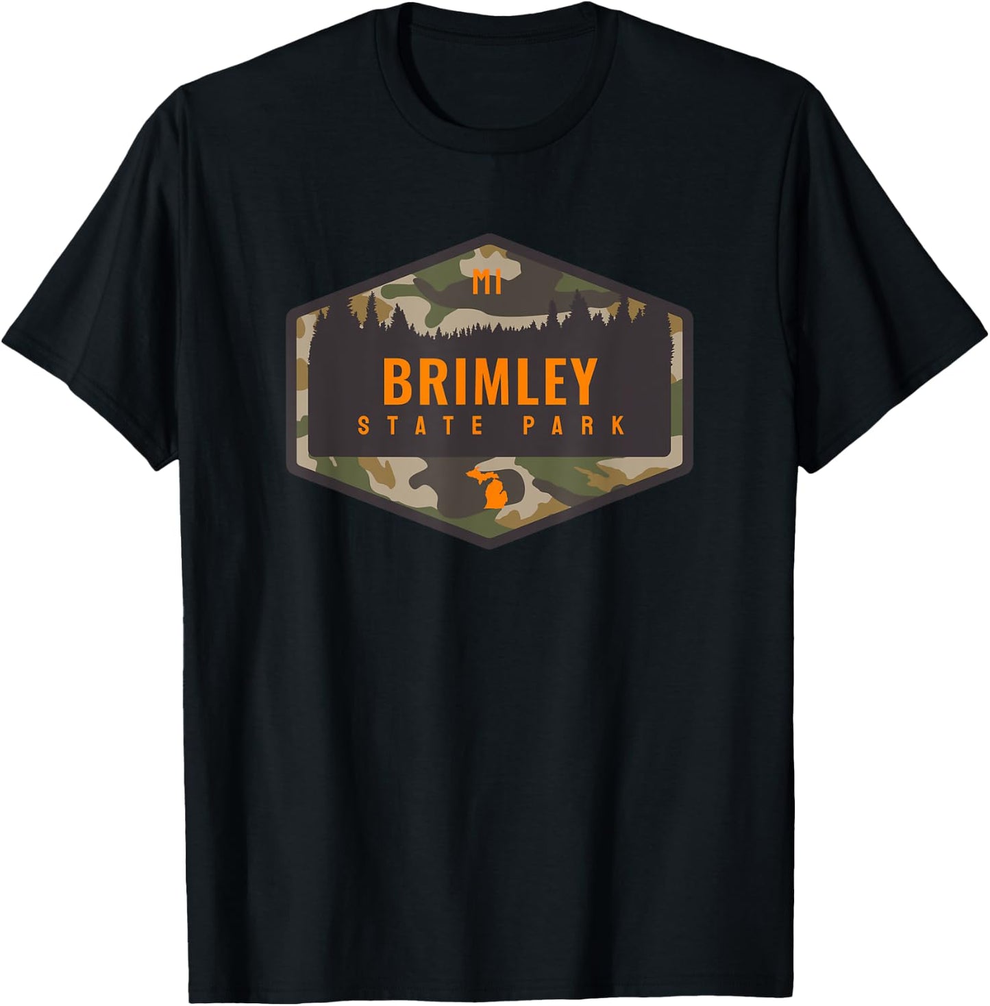 Brimley State Park Michigan MI Camouflage Vacation T-Shirt - T-Shirt | Black