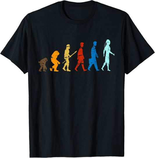 Funny Evolution Human From Ape to Robot A.I T-Shirt - T-Shirt | Black