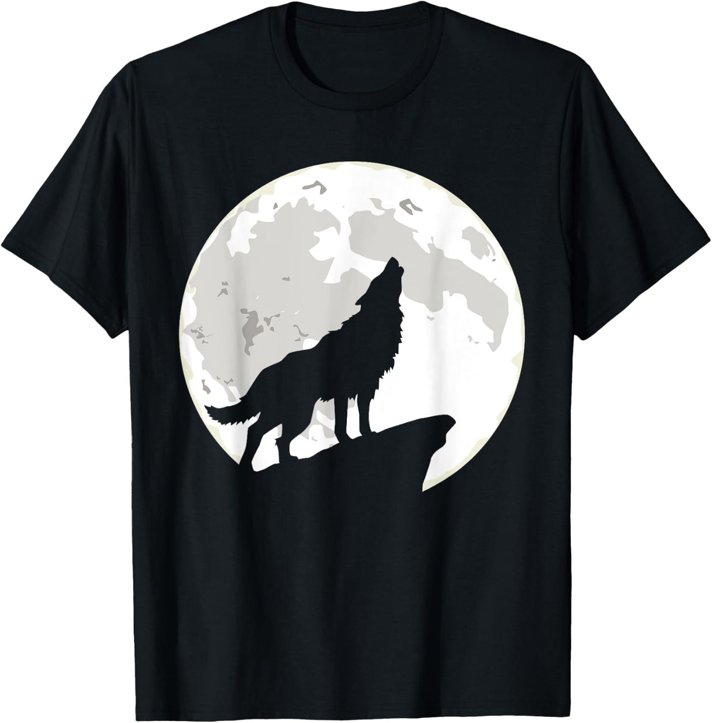 Wolf Howling At The Moon T-Shirt - T-Shirt | Black