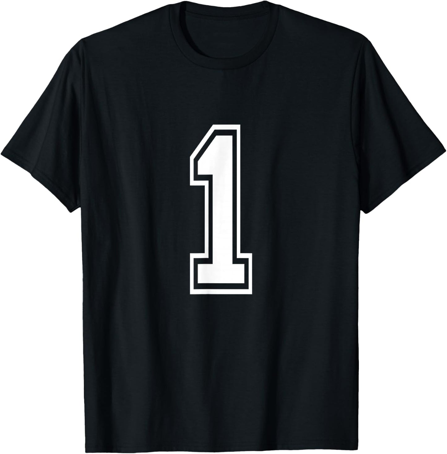 Number 1 Front + Back Varsity Sports Team 1st Birthday T-Shirt - T-Shirt | Black