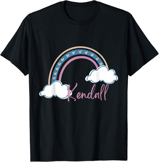 Kendall Name tag Girl Boho Rainbow Pink Kendall Rainbow T-Shirt - T-Shirt | Black