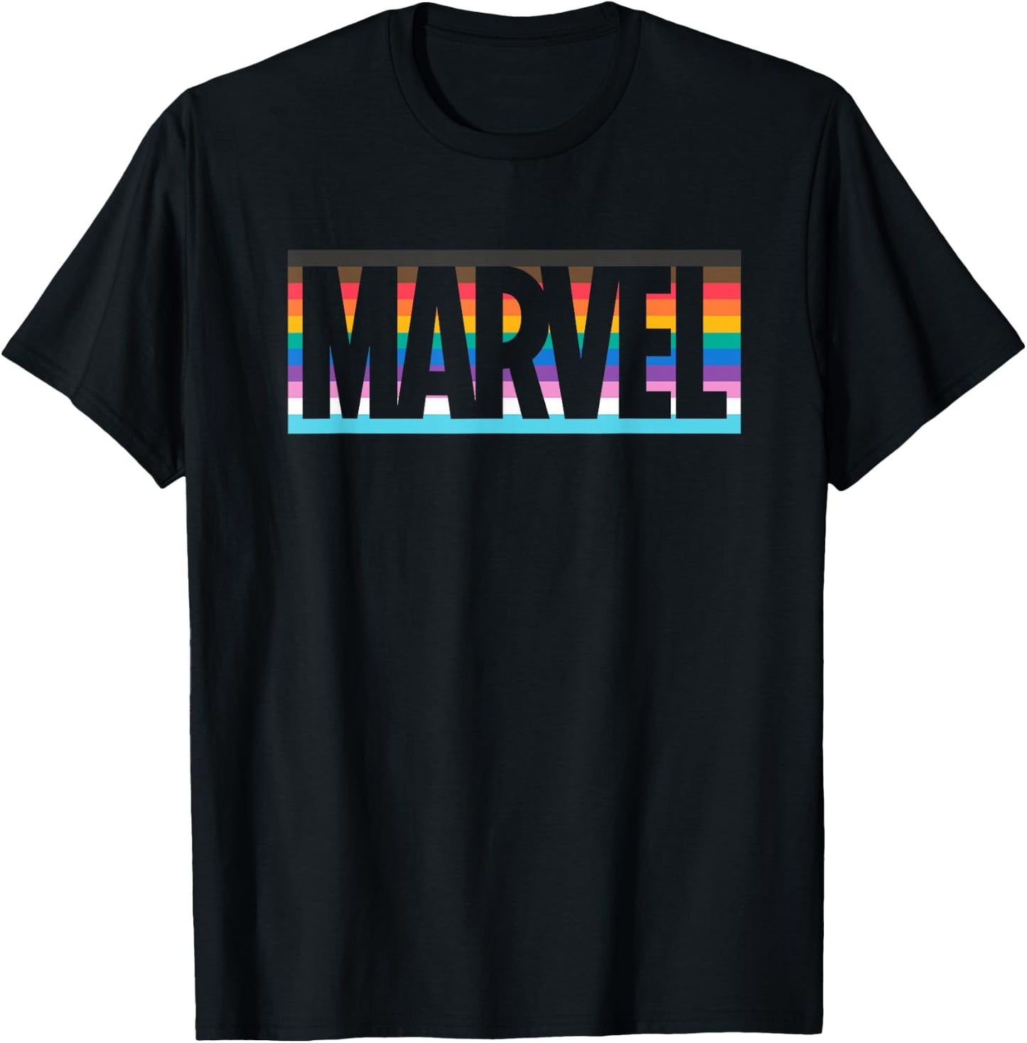 Marvel Pride Inclusive Rainbow Colors Logo T-Shirt - T-Shirt | Black