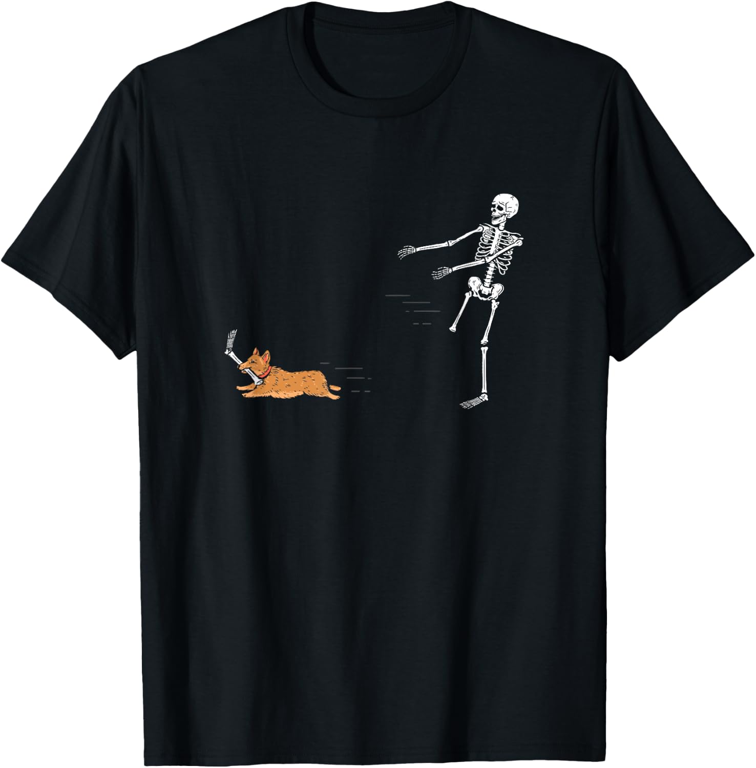 Cute Corgi Dog | Funny Skeleton Halloween T-Shirt - T-Shirt | Black